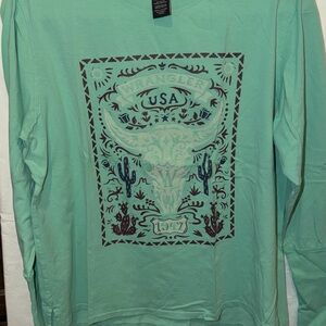 Wrangler Men's Teal Graphic Long Sleeve Shirt